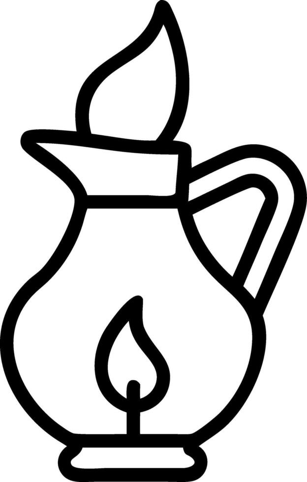 Isolated Hanukkah oil jug with flame on white background vector