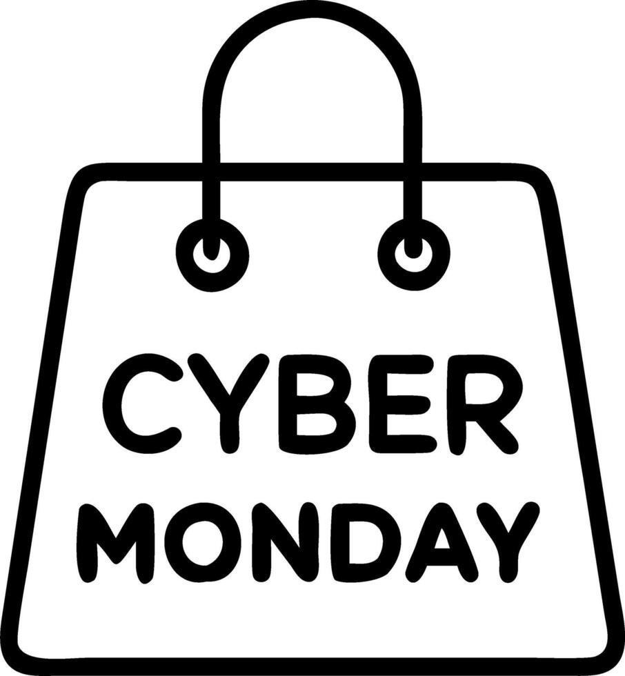 Isolated shopping bag with glowing Cyber Monday discount label vector