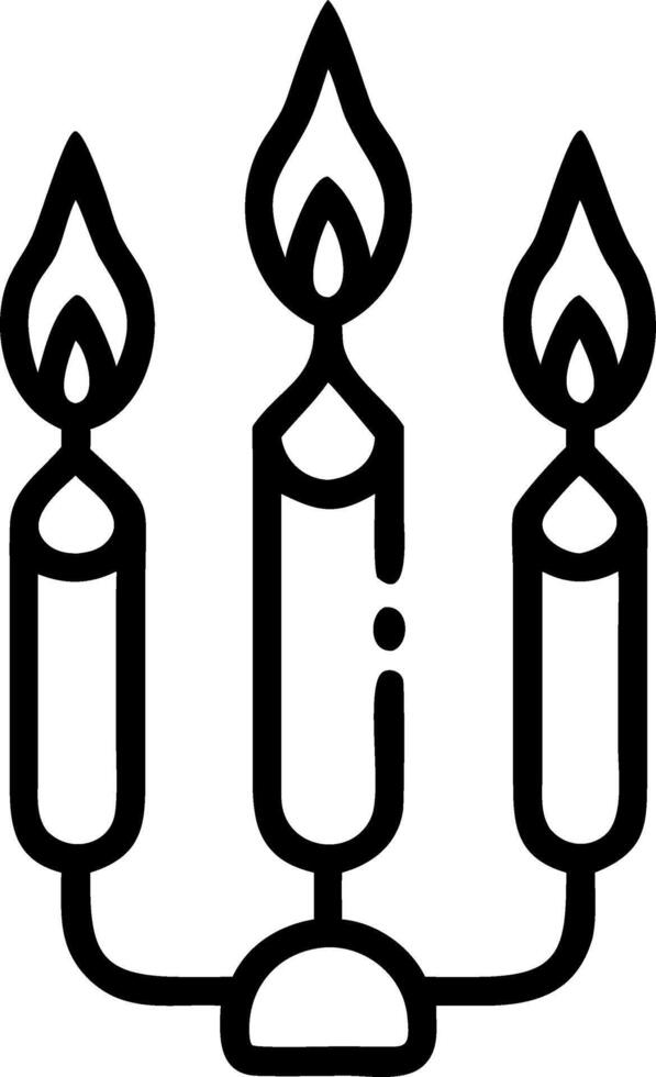 Macro of futuristic menorah candles with neon flames flickering vector