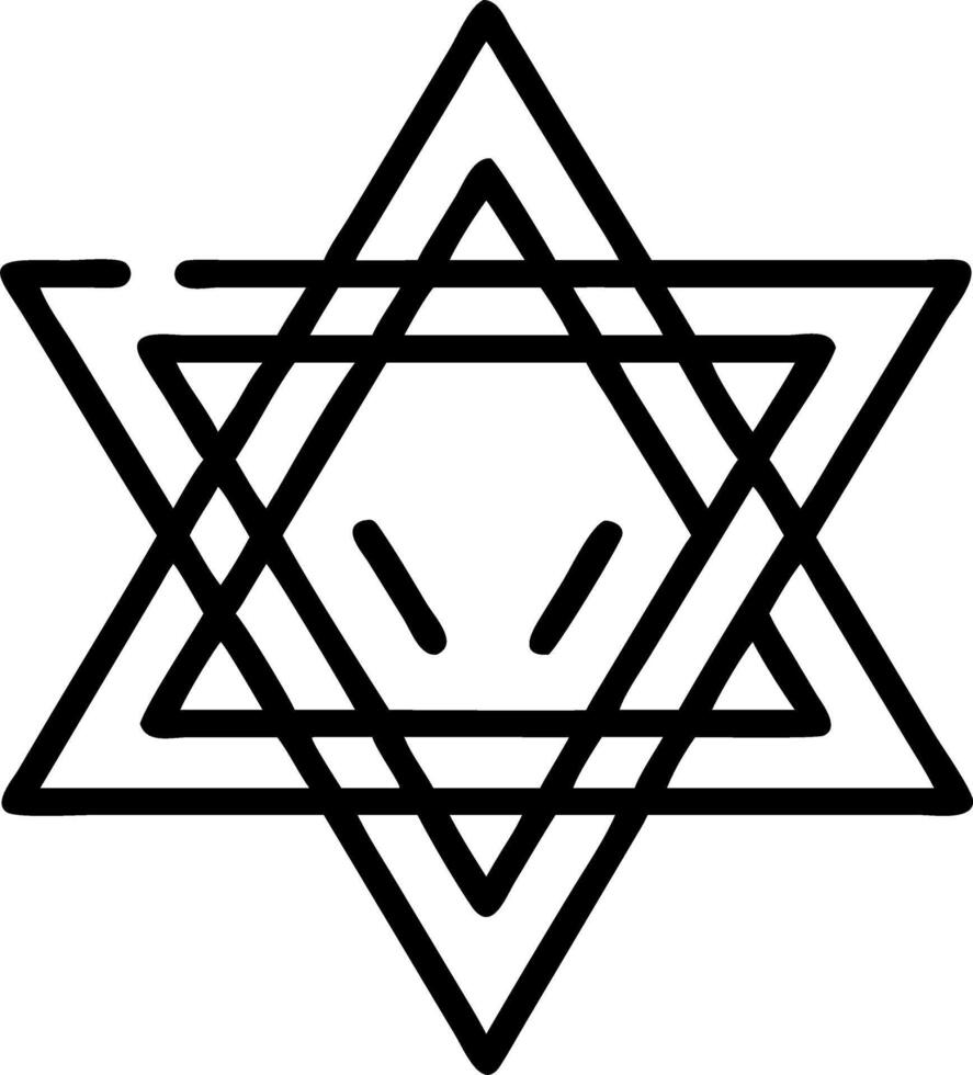 Macro of Star of David etched into glowing metallic surface vector