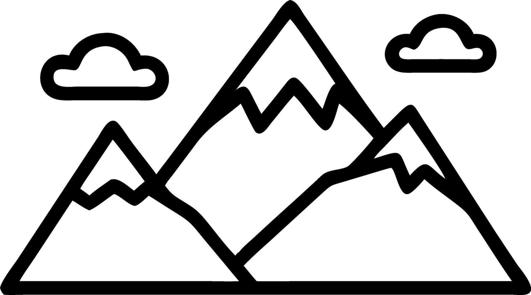 Plain snowy mountain range with distant clouds and copy space vector