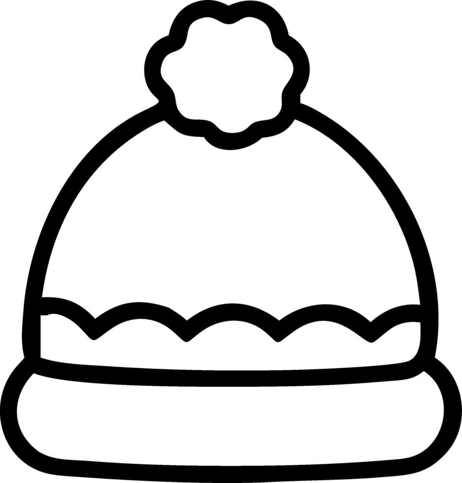 Winter hat icon with pom pom isolated on white vector