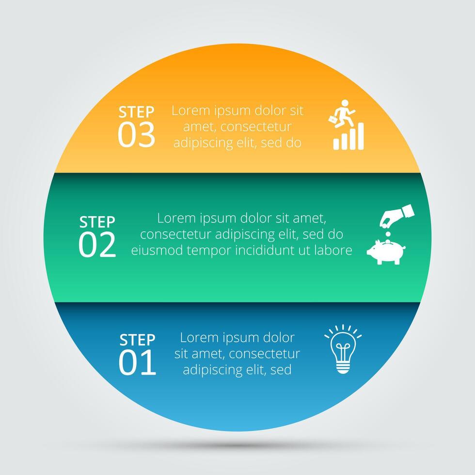 Template for diagram, graph, presentation and chart. Business concept with 3 options, parts, steps or processes. Abstract background vector