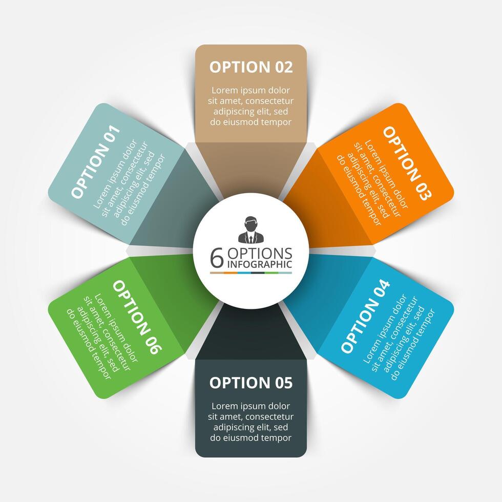 Elements for infographic. Template for cycle diagram, graph, presentation and round chart. Business concept with 6 options, parts, steps or processes. Abstract background. vector