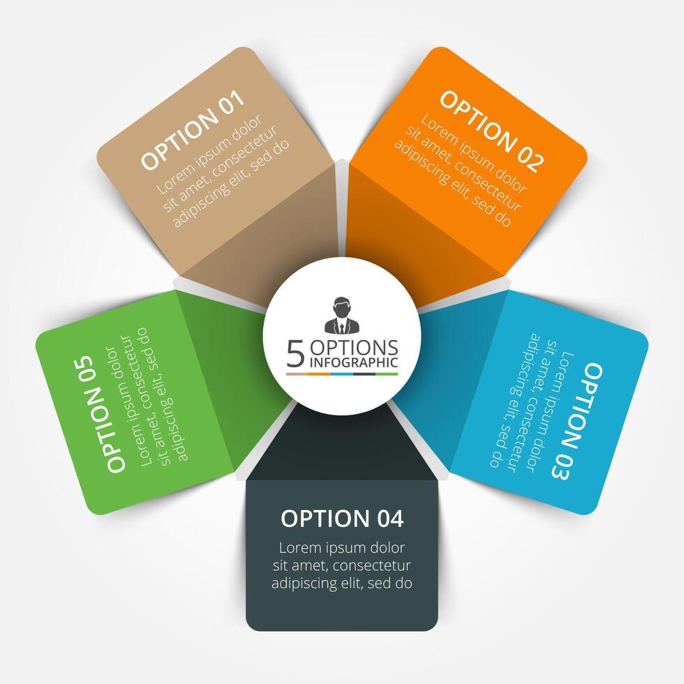 Element for infographic. Template for cycle diagram, graph, presentation and round chart. Business concept with 5 options, parts, steps or processes. Abstract background. vector