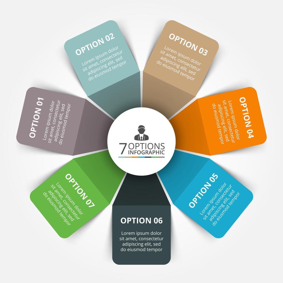 Elements for infographic. Template for cycle diagram, graph, presentation and round chart. Business concept with 7 options, parts, steps or processes. Abstract background. vector