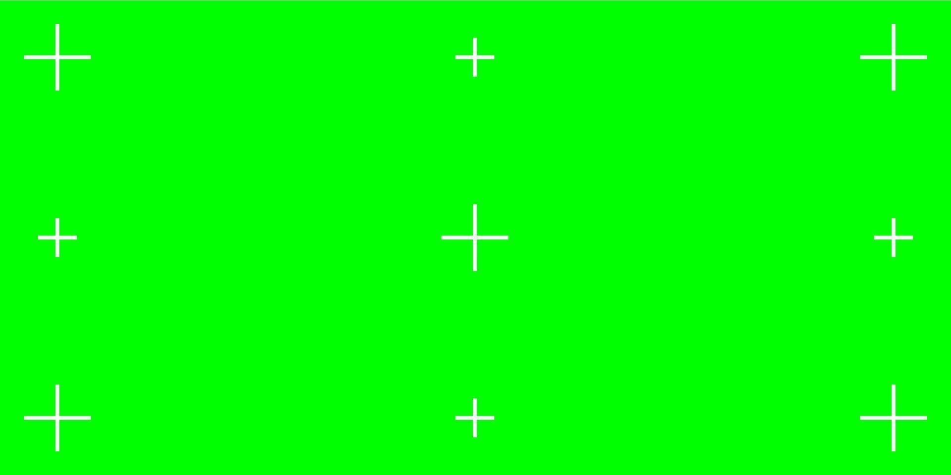 Green chromakey background with motion tracking markers. flat illustration for adding VFX in movie post-production. vector