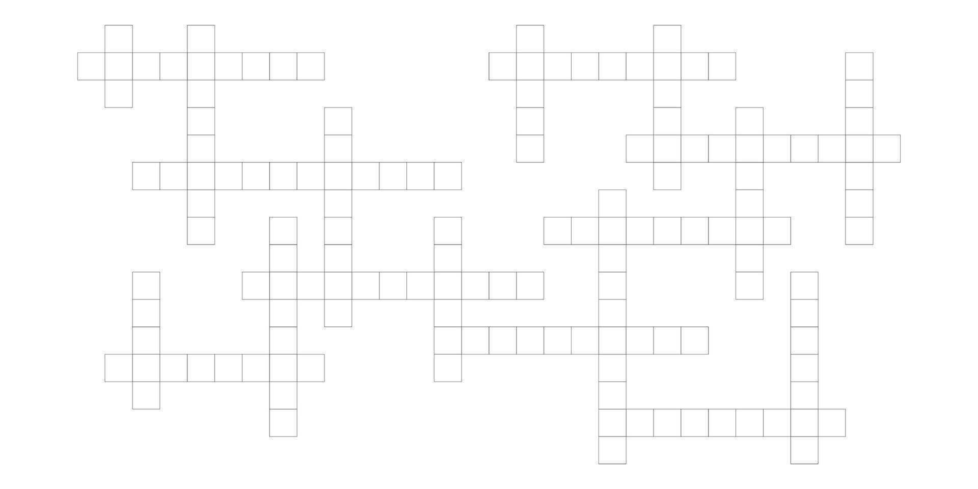 Simple crossword grid template with empty boxes. Fun and educational illustration for kids games. vector