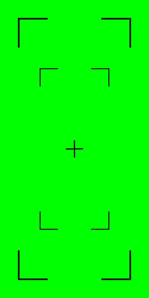 Chroma key green vertical screen with tracking marks. Ideal for VFX in social media videos. template. vector