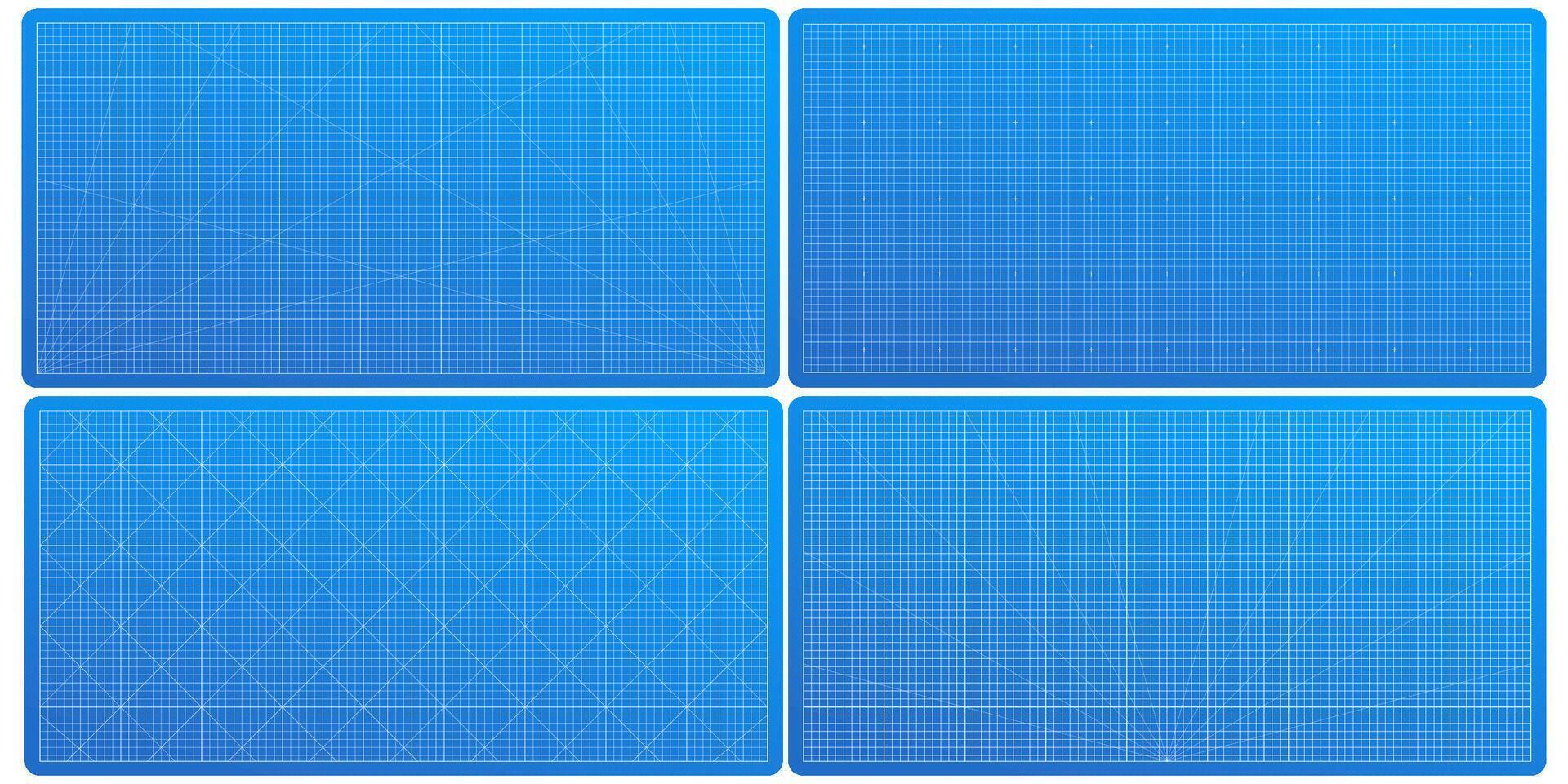 Blank wireframe grid background . Blueprint-style paper for architecture and tech with cutting mat texture and metric scale for graphs. vector