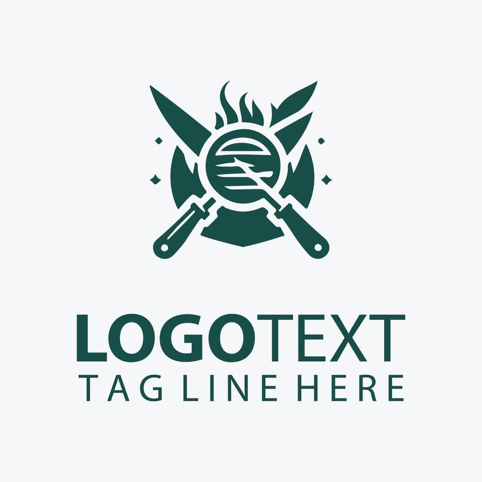 Fire Pit BBQ Grill Barbecue Logo vector