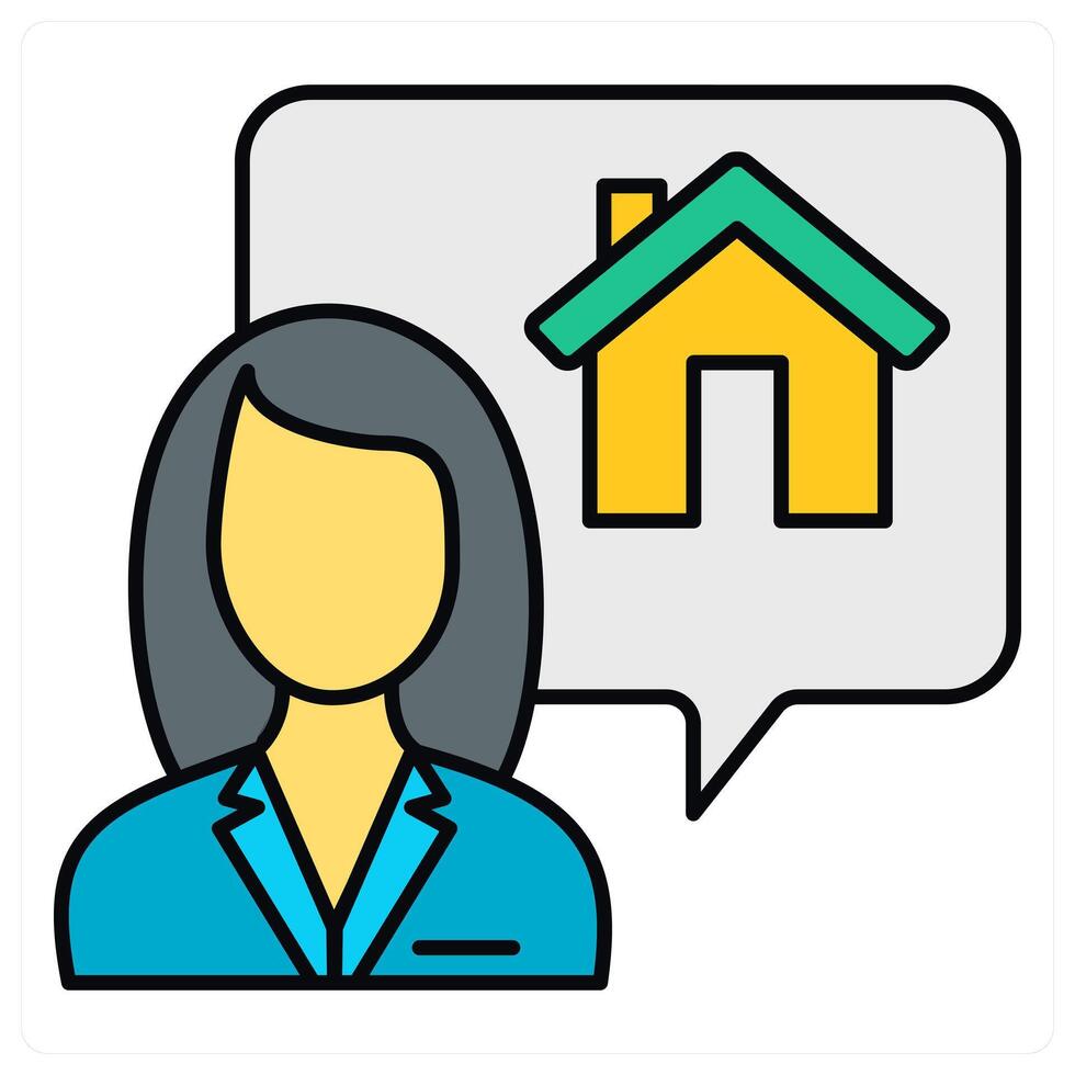 Property Dealer and house owner icon concept vector