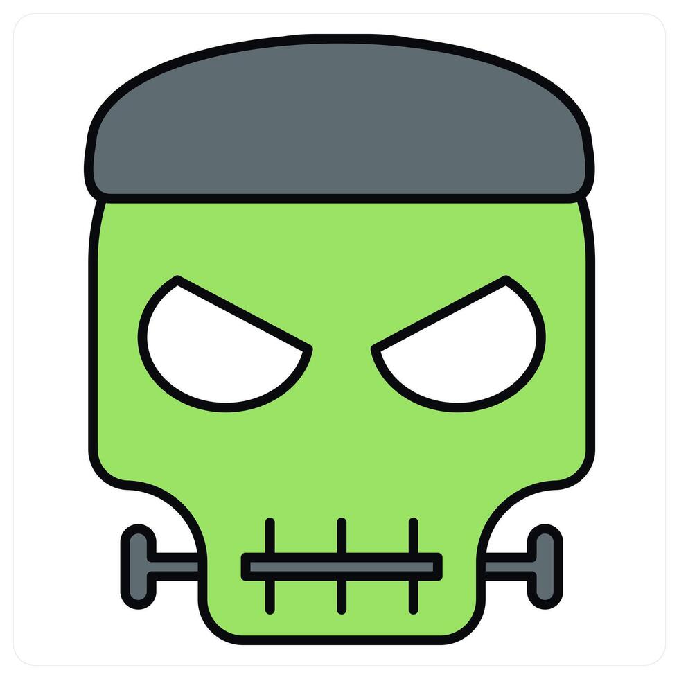 Green Frankenstein and horror icon concept vector