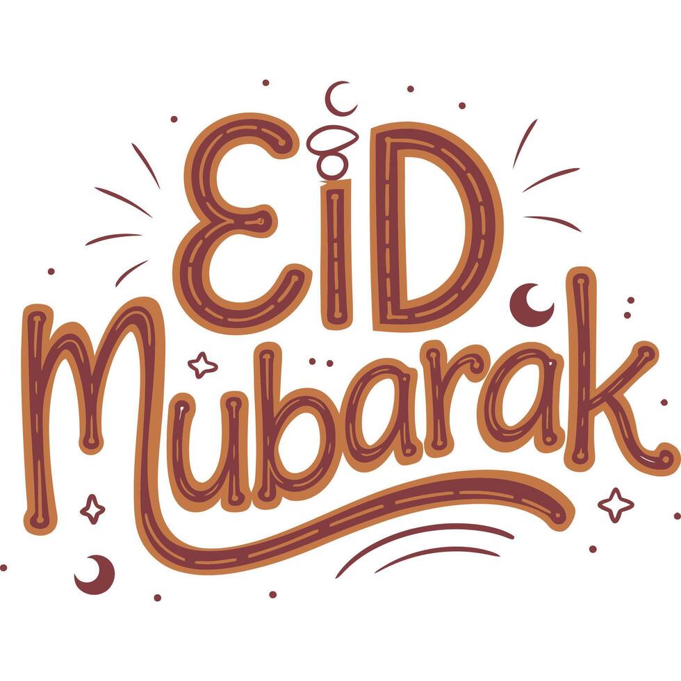 Eid mubarak greeting card, lettering, calligraphy, illustration vector