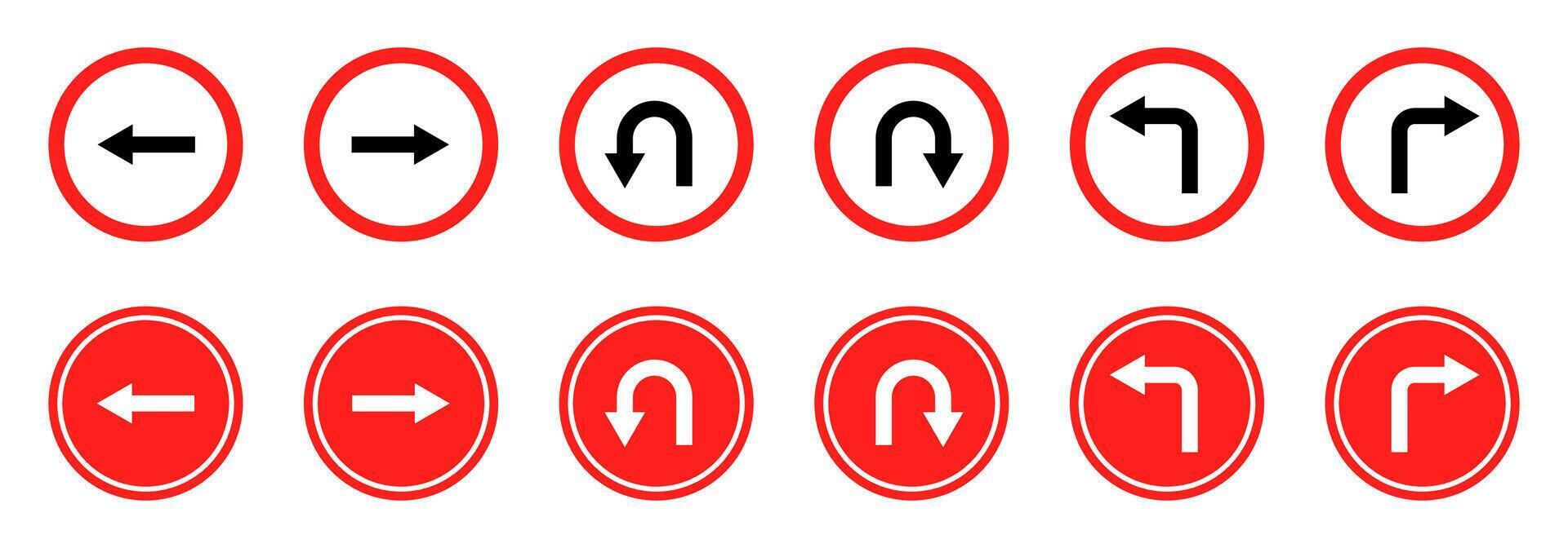 Road sign arrows set. Road navigation arrows. Turn arrow icons. Way direction arrow sign vector
