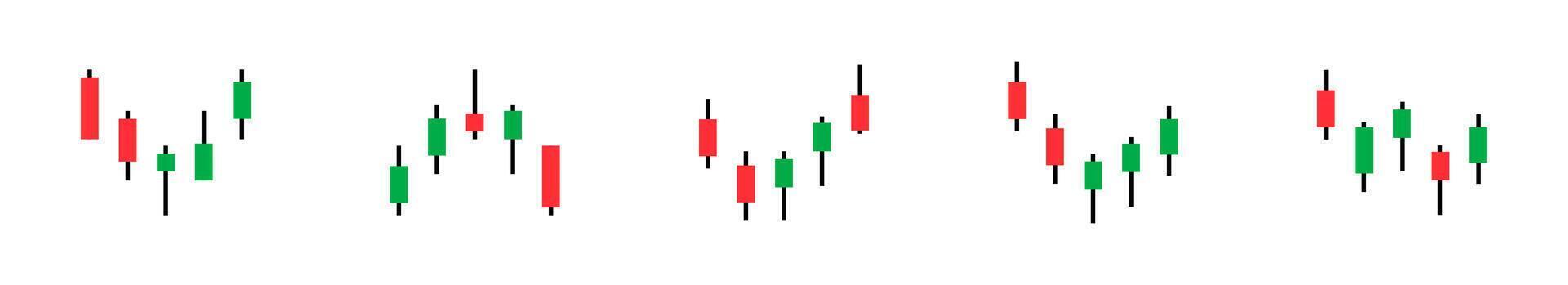 Candlestick icons. Trading crypto currency, stock market. Bullish and bearish candlestick patterns. Japanese candlestick icon set. EPS 10 vector