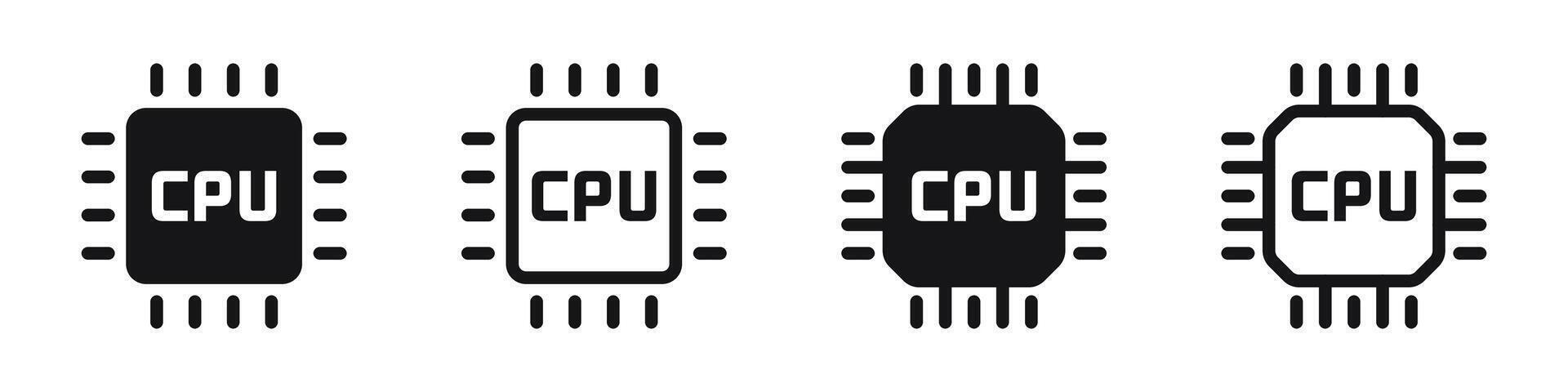 CPU chip icons. CPU icons. Chip icon set. Microprocessor chip icons. Processor icons. EPS 10 vector