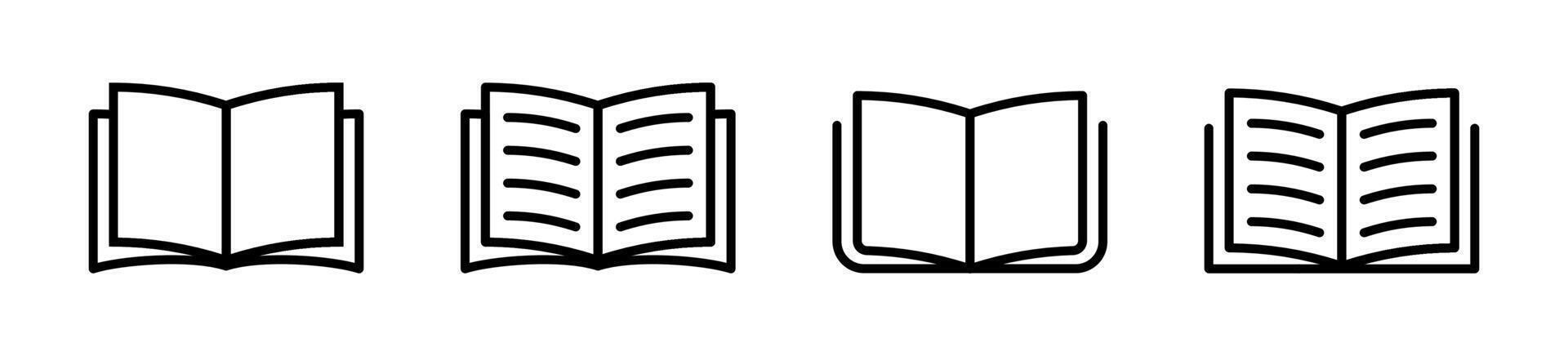 Book icon set. Book symbol collection. Book silhouette. EPS 10 vector
