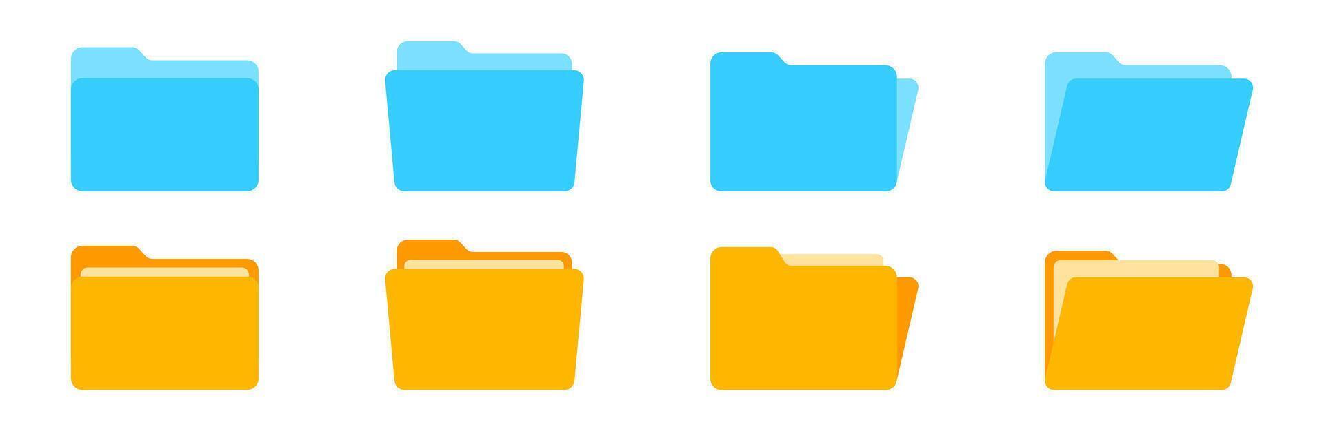 File folder icon set. Folders icon collection. File folder button design. EPS 10 vector