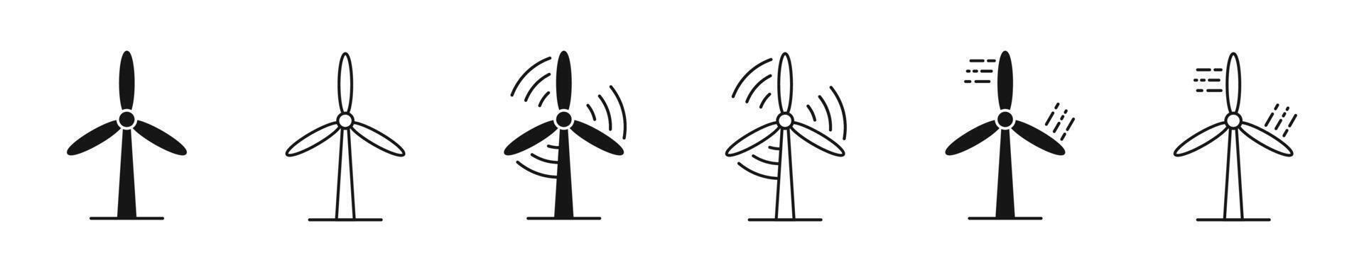 Wind turbines symbols. Windmill icons. Windkraft. EPS 10 vector