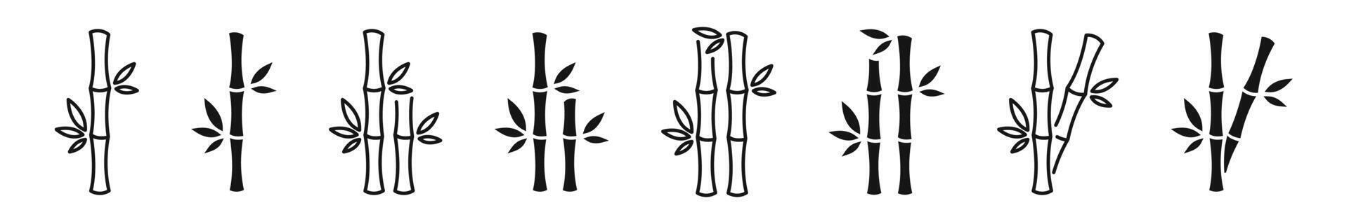 Bamboo icon set. Bamboo symbols. Bamboo plant silhouettes. EPS 10 vector