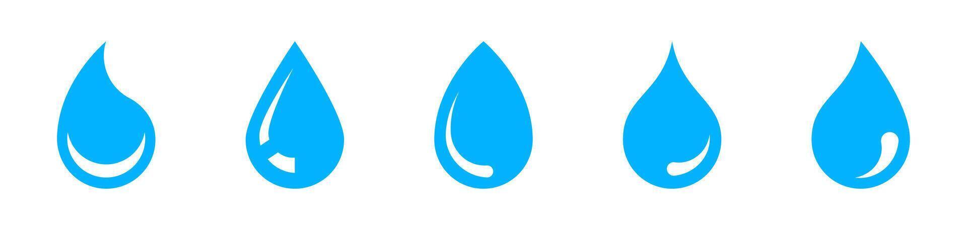 Water drop shape. Blue water drop icons set. Flat water droplet icons. EPS 10 vector