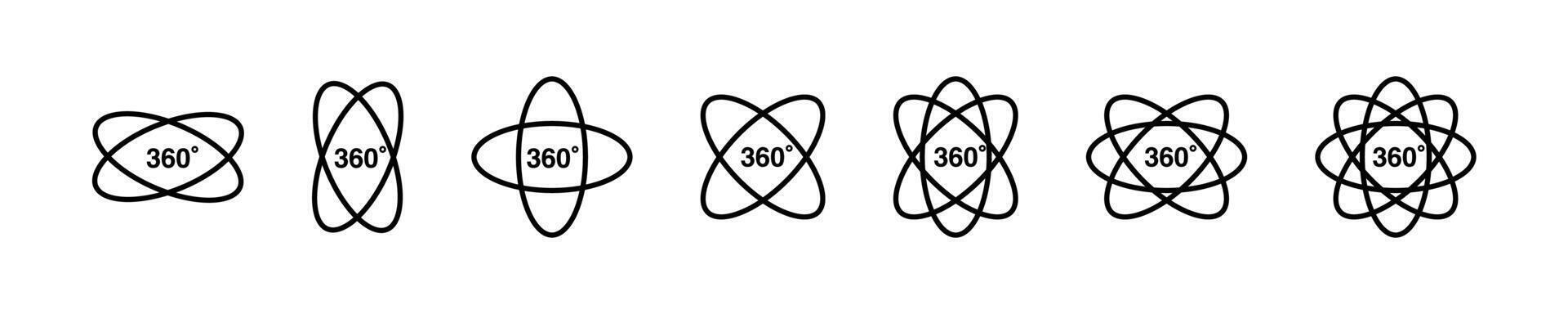 360 degree icons set. 360 degree views of circle icons set isolated on white background. 360 degree wiev, rotation icons. graphic. EPS 10 vector