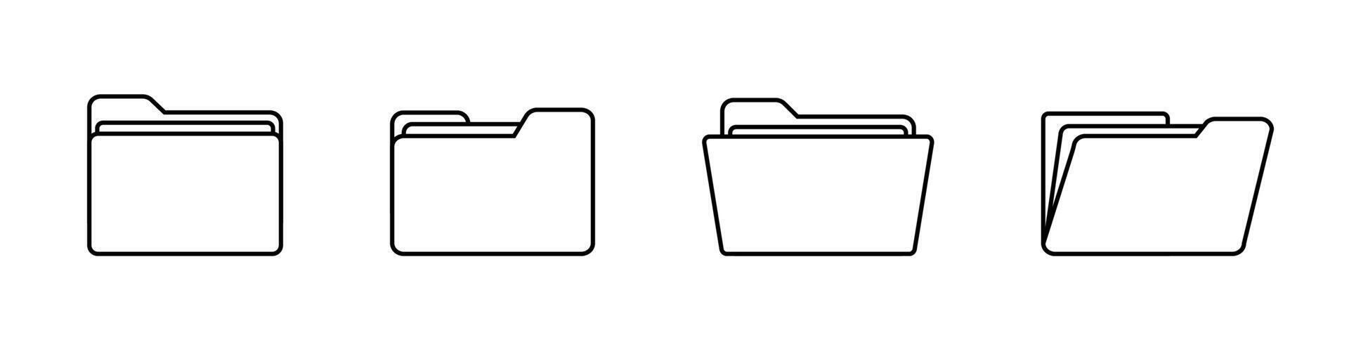 Flat linear folder icon set. Black folder icon set isolated on white background. graphic EPS 10 vector