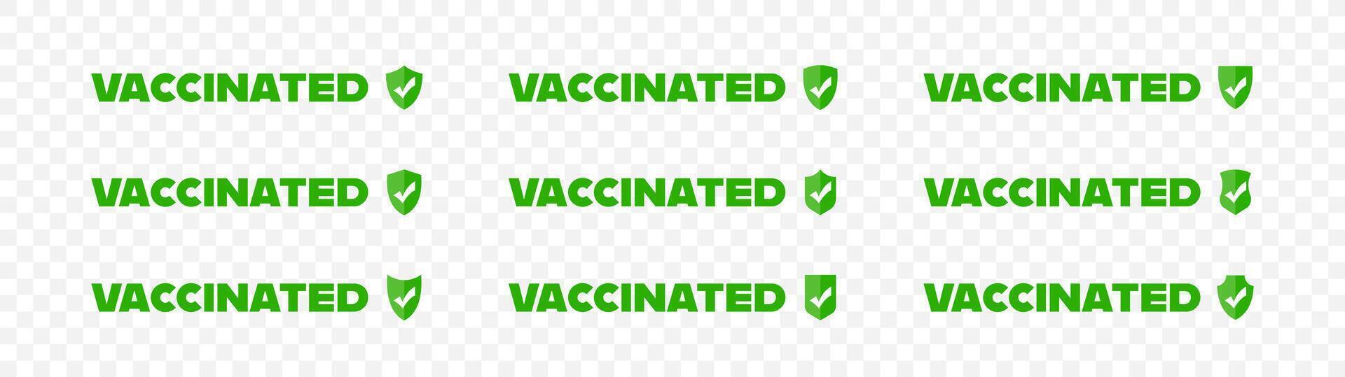Vaccinated icon collection isolated on transparent background. Vaccinated checkmark icon set. Vaccination confirmed. COVID vaccine. Coronavirus vaccination concept icon. Medical vaccine icons. vector