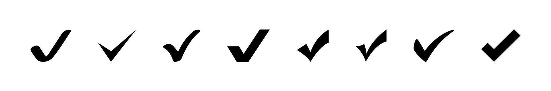Checkmark icon set. Black ticks collection. Black tick icons isolated on white background. graphic. EPS 10 vector
