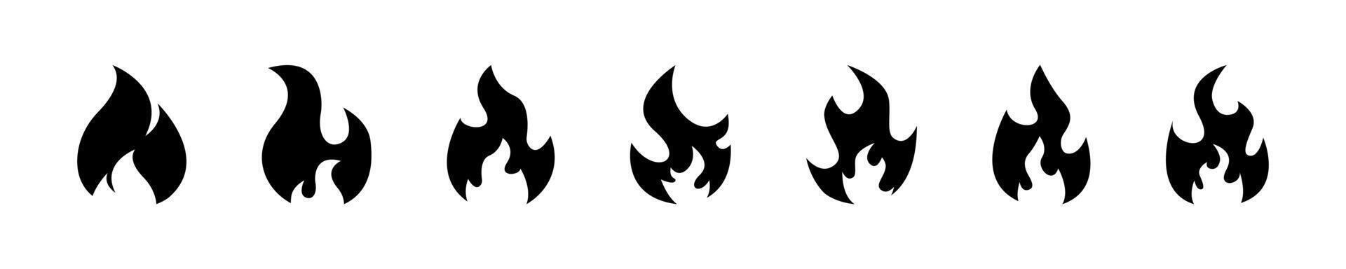 Fire flame icon collection isolated on white background. Fire icon collection. Bonfire silhouette logotypes. Burning icons. Black flames collection. graphic. EPS 10 vector