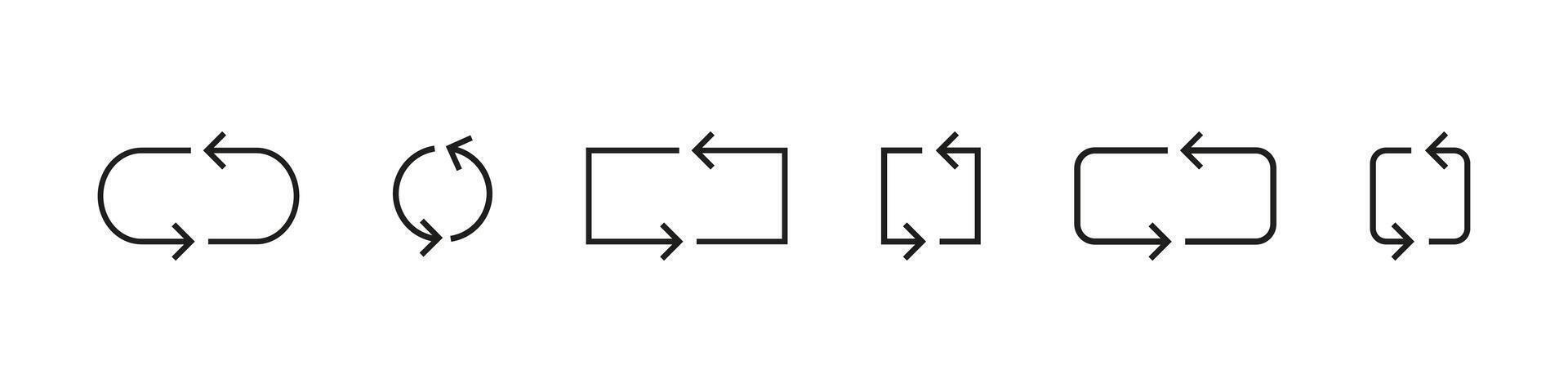 Black rotation arrows icon set. Refresh, recycle, rotate, reload arrows collection. Thin line icon set. Thin line arrows icon collection. . graphic. EPS 10 vector