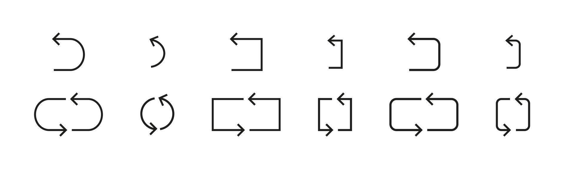Thin line arrows icon collection. Refresh, recycle, rotate, reload arrows collection. Black rotation arrows icon set. Thin line icon set. . graphic. EPS 10 vector