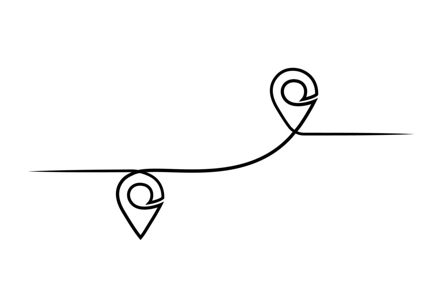 Continuous line drawing location pins. One line location pointers. Road direction pointers. Geolocation map marks, point location. Continuous one line drawing map location pointers. GPS navigation. vector
