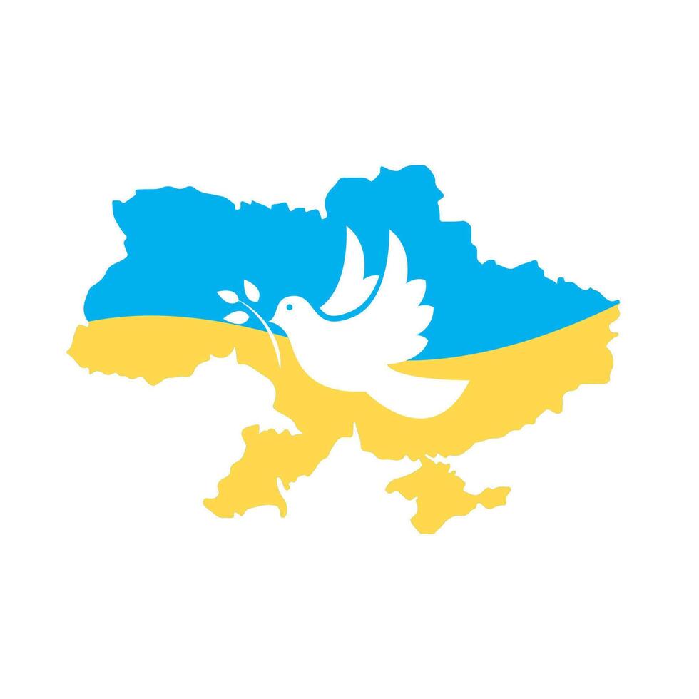 Silhouette of Ukraine. Ukraine map icon. no war in Ukraine. Silhouette map. Isolated illustration. Peace symbol. design. EPS 10 vector