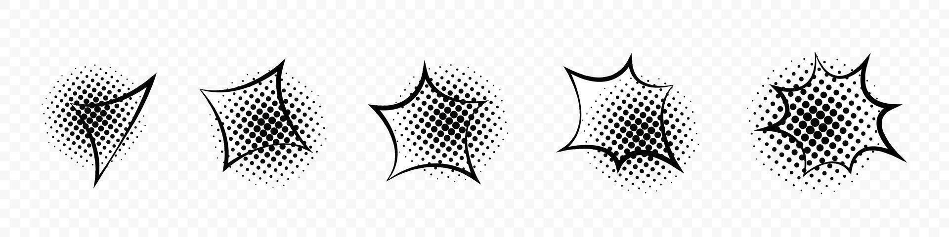Retro empty comic speech bubbles set with black halftone shadows. Vintage design, pop art style. Speech bubbles collection. Vintage message clouds collection. Cartoon illustration. EPS vector