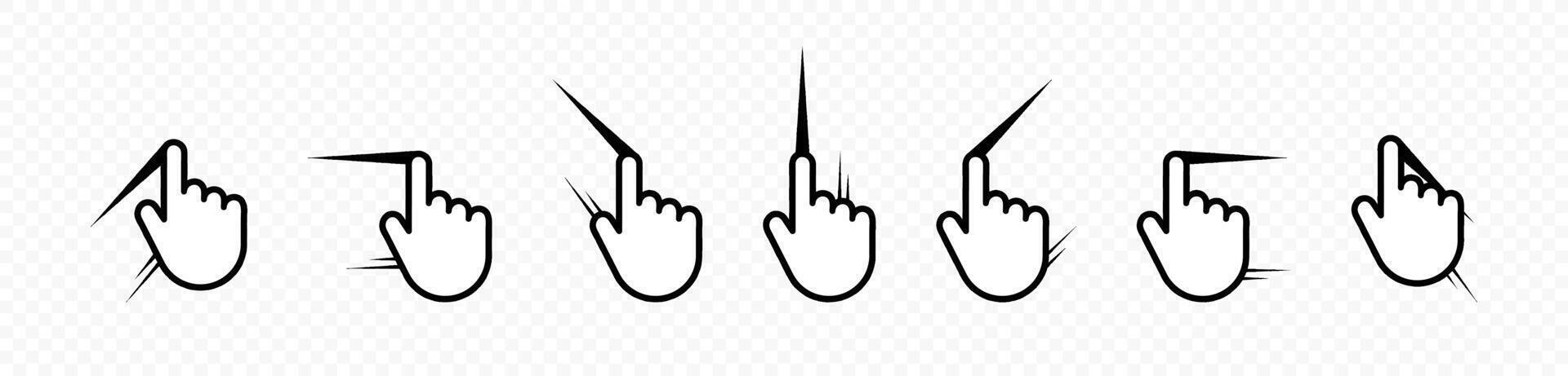 Swipe icon set. Hand swiping icon collection. Screen swipe. Swipe scroll. Button with black swipe icon for mobile app design. EPS 10 vector