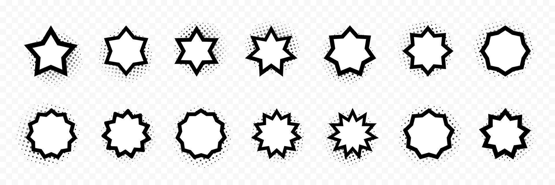 Speech bubbles in comic book style. Set of empty comic style stars speech bubbles. Comics style star bubbles. illustration. EPS 10 vector