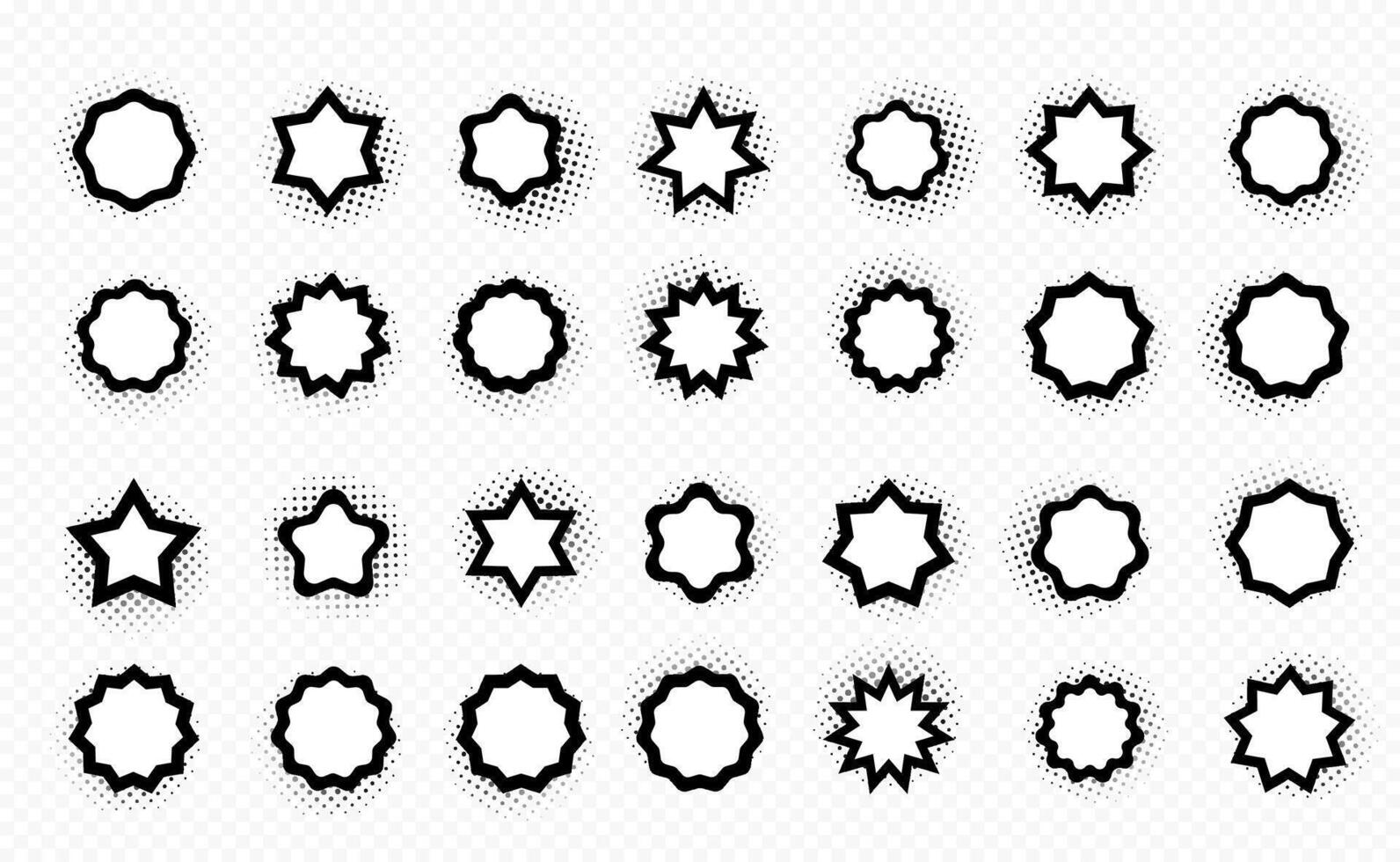 Speech bubbles in comic book style. Set of empty comic style stars speech bubbles. Comics style star bubbles. illustration. EPS 10 vector
