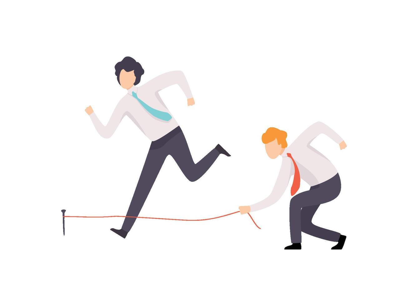 Envious Businessman Tripping His Successful Colleague, Business Competition, Rivalry Between Colleagues, Office Workers Challenging Illustration vector