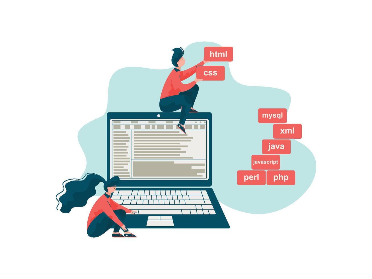 Software Engineer, Programmers Writing Code, Engineering and Programming Illustration vector