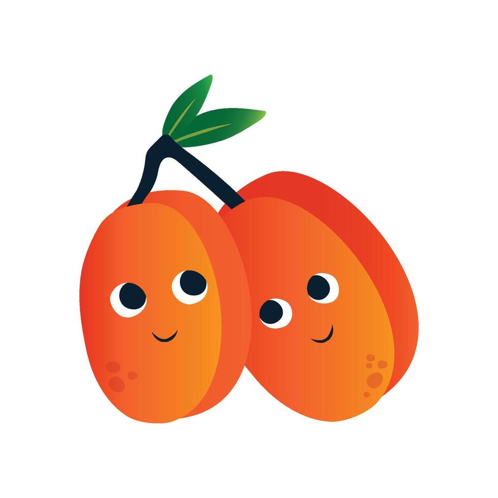 Cute Peaches, Funny Fruits Cartoon Characters with Funny Face Illustration vector