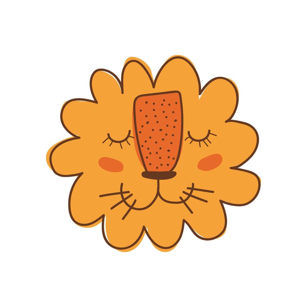 Cute Lion Head, Leo Smiling Face, Design Element Can Be Used for T-shirt Print, Poster, Card, Label, Badge Illustration vector