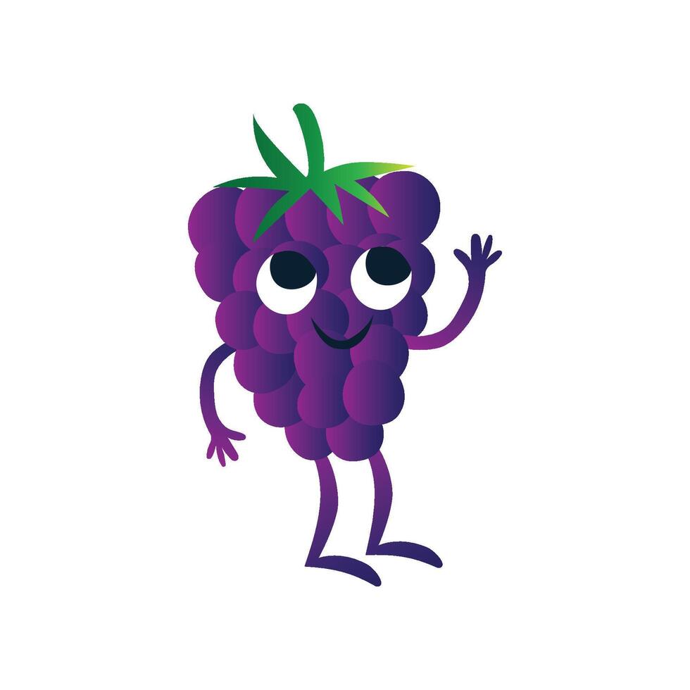 Cute Blackberry, Funny Berry Cartoon Character with Funny Face Illustration vector