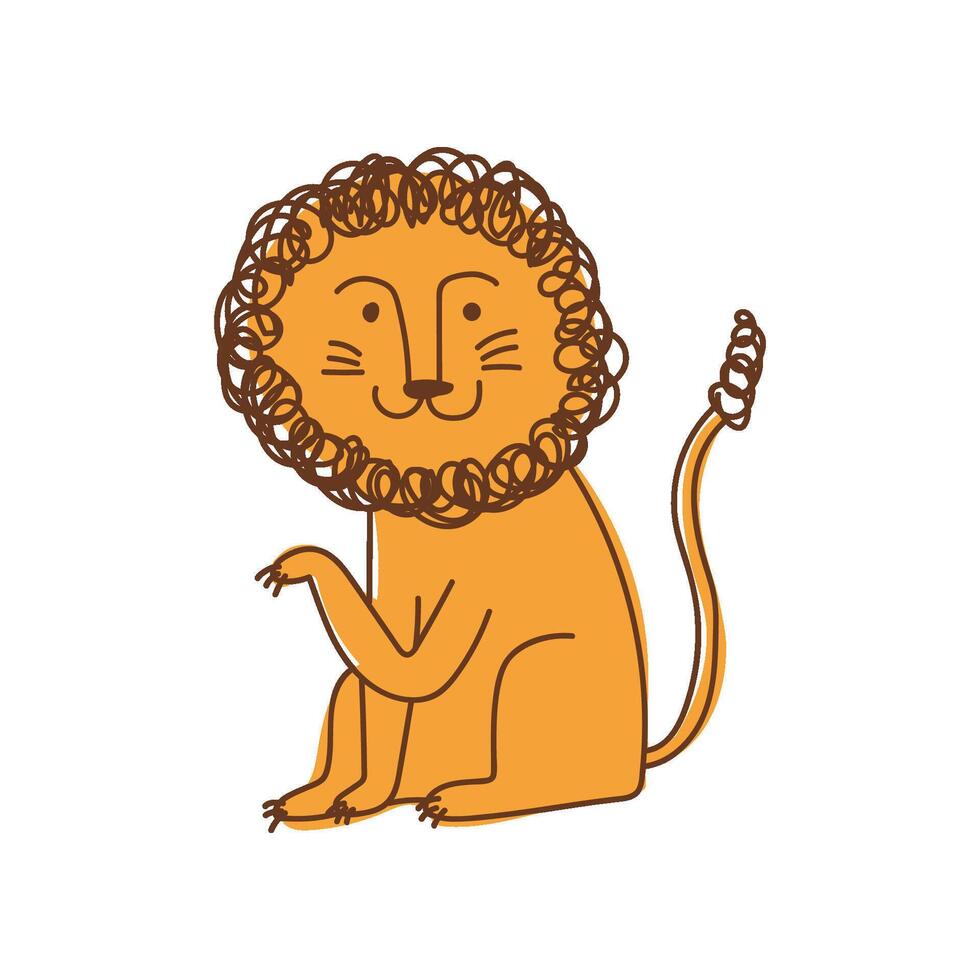 Cute Lion, Hand Drawn Design Element Can Be Used for T-shirt Print, Poster, Card, Label, Badge Illustration vector