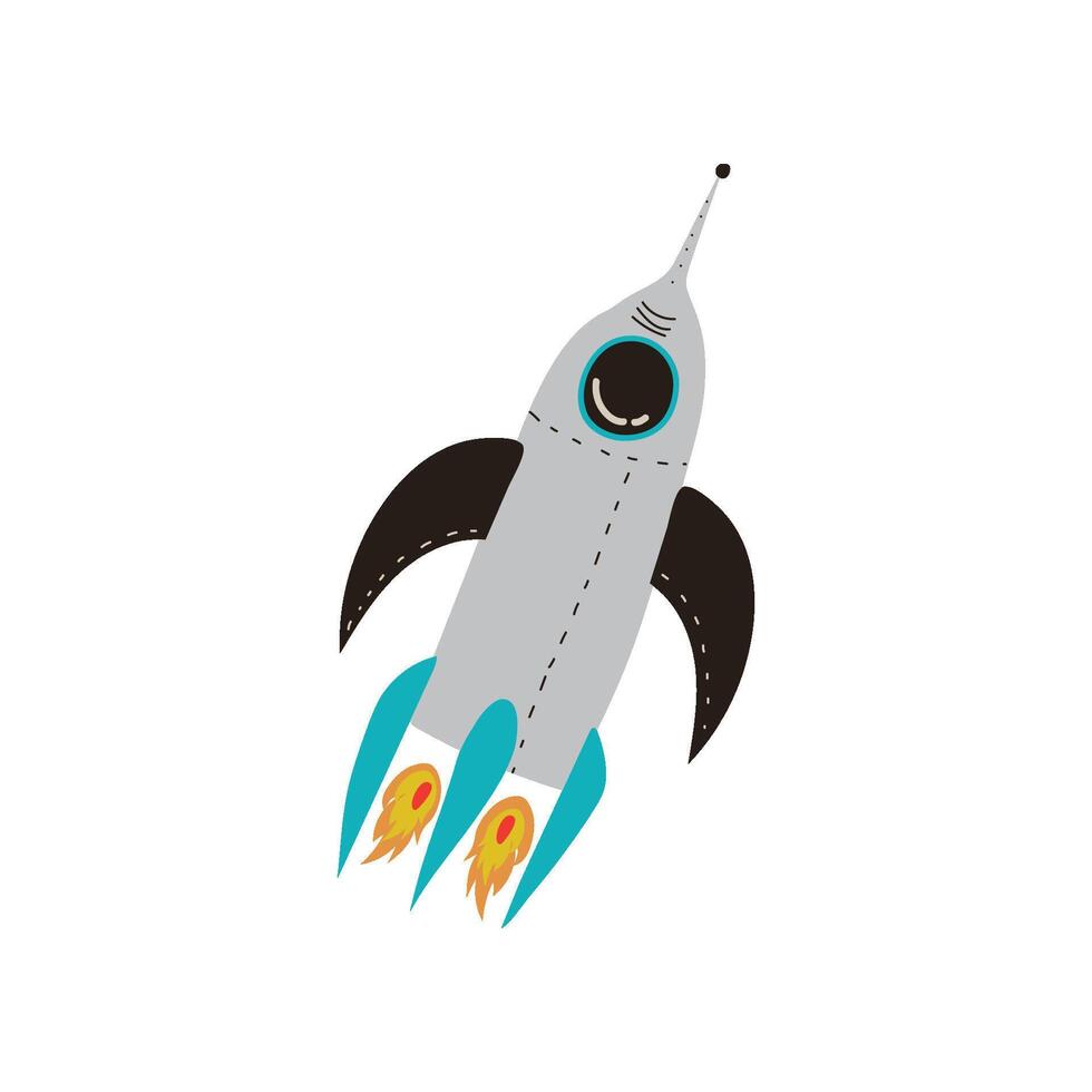 Rocket Launch, Cosmos Theme Design Element Cartoon Illustration vector