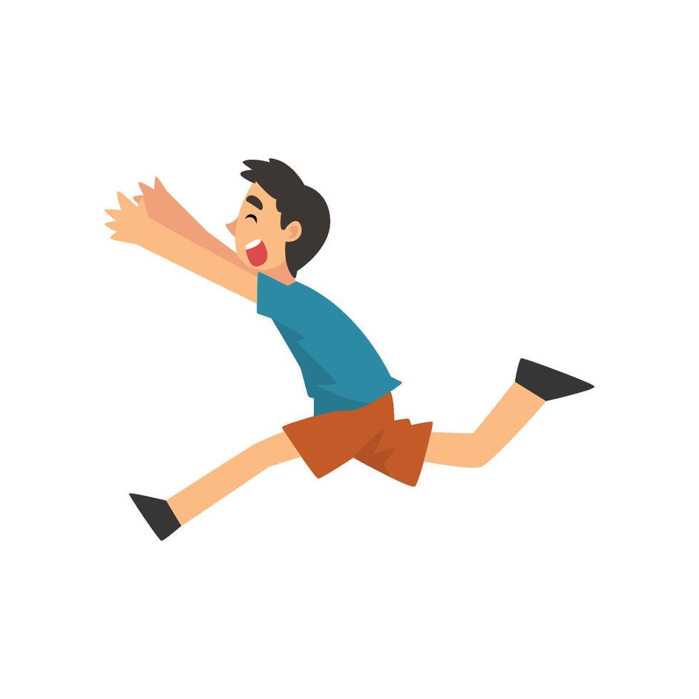 Cute Smiling Happy Boy Running Cartoon Illustration vector