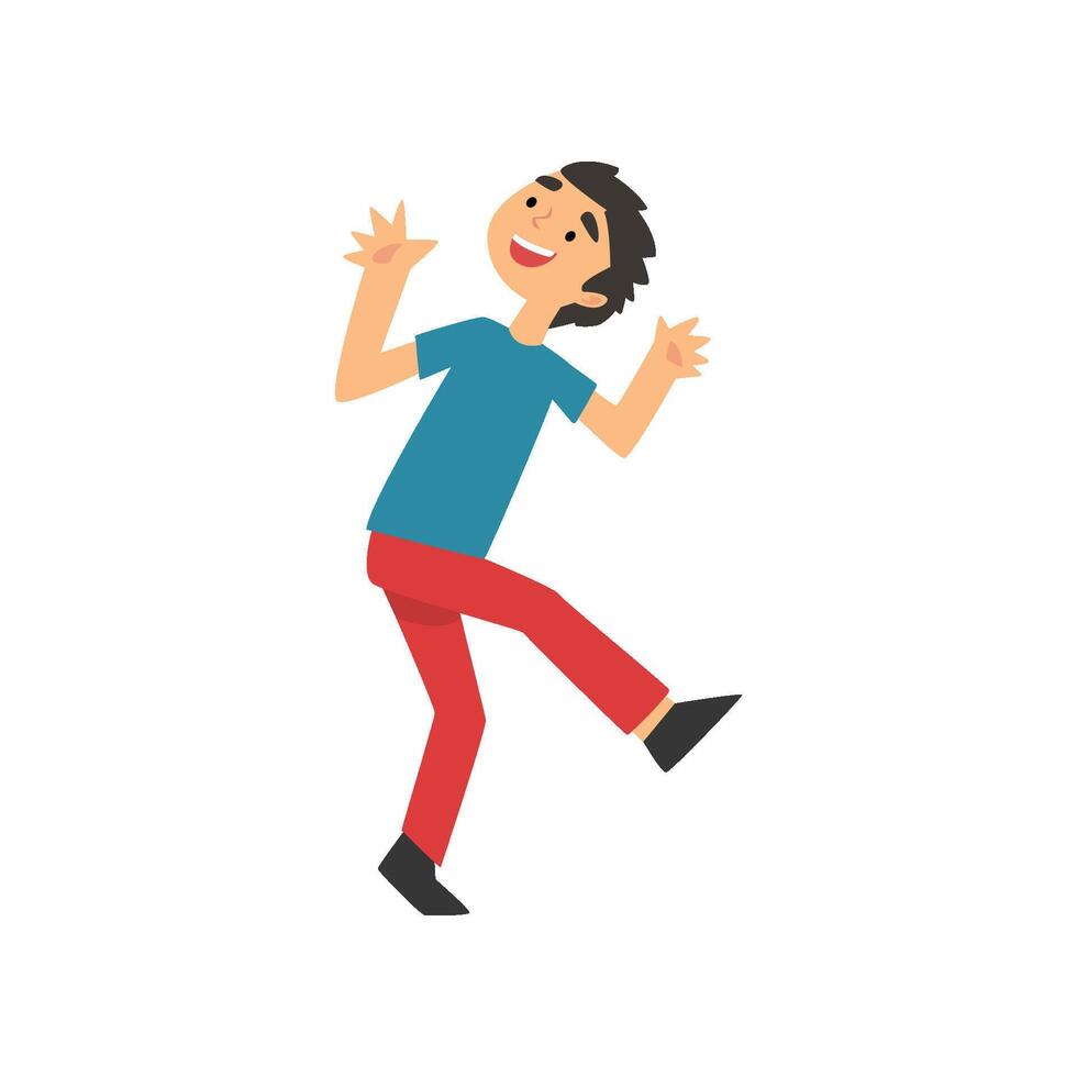 Cute Smiling Happy Boy Having Fun Cartoon Illustration vector