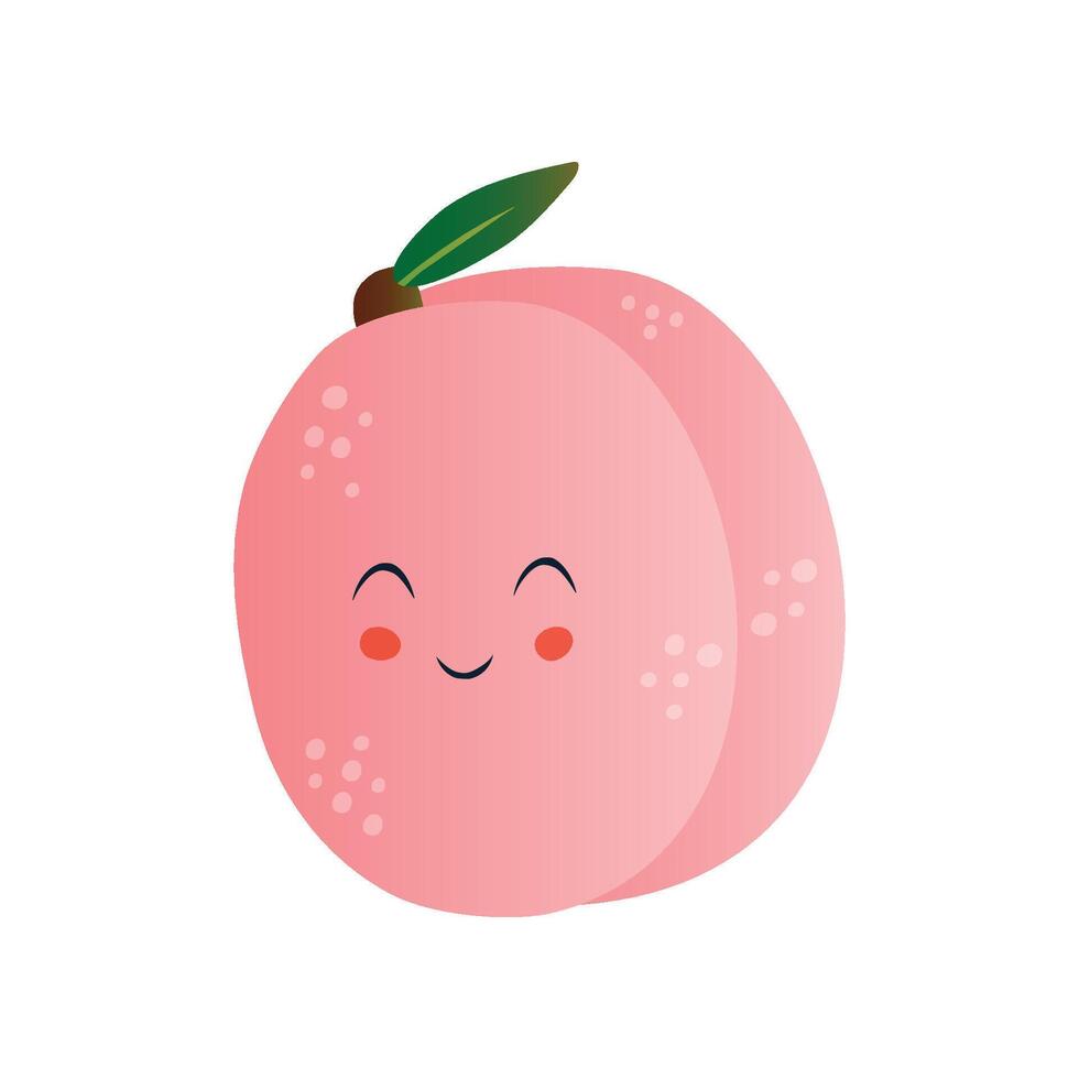 Cute Peach, Funny Fruit Cartoon Character with Funny Face Illustration vector