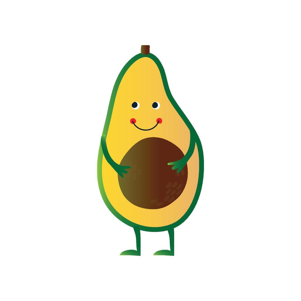 Cute Avocado, Cheerful Funny Fruit Cartoon Character with Funny Face Illustration vector
